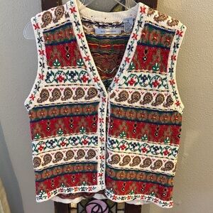 Vintage Hand Embroidered Colorful Knit Vest